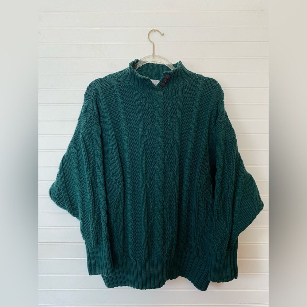 Vintage Saks Fifth Avenue Oversized 90’s Cotton Cable Knit Sweater Size Small